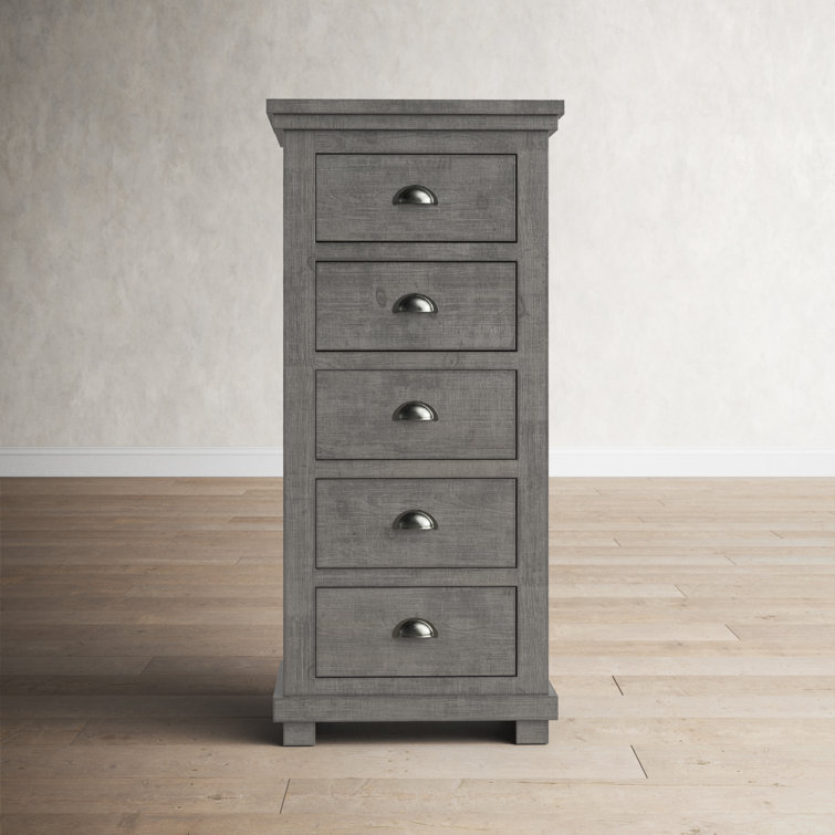 Distressed Dark Gray Transitional Pine Lingerie Chest