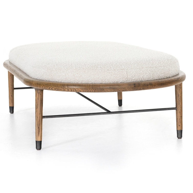 Petra Contemporary Cream Boucle and Oak Oval Ottoman