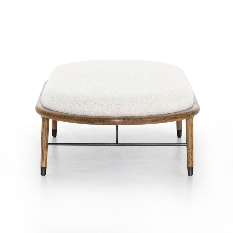 Petra Contemporary Cream Boucle and Oak Oval Ottoman