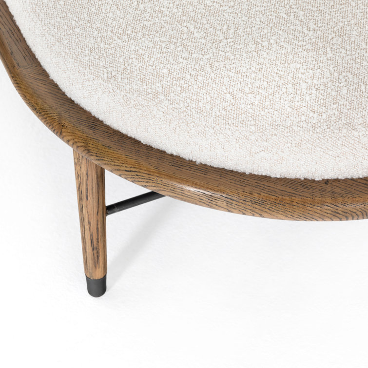 Petra Contemporary Cream Boucle and Oak Oval Ottoman