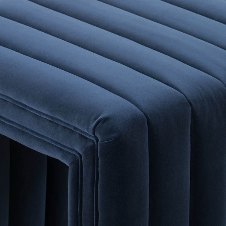 Sapphire Navy Velvet Square Upholstered Ottoman