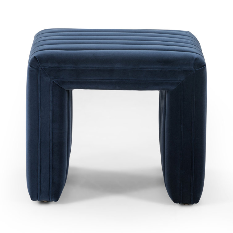 Sapphire Navy Velvet Square Upholstered Ottoman