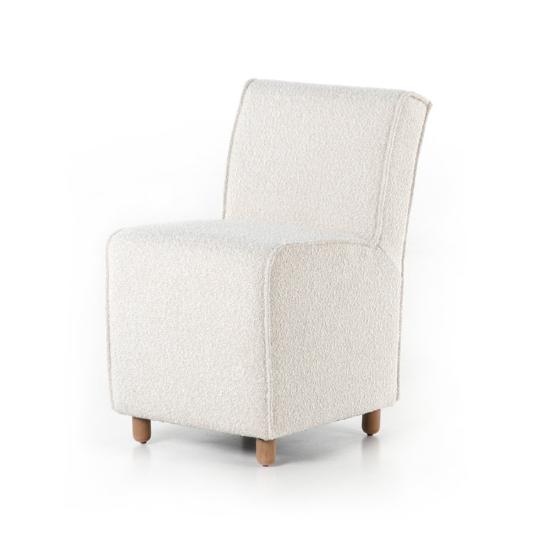 Knoll Natural Upholstered Linen Side Chair with Beech Wood Legs