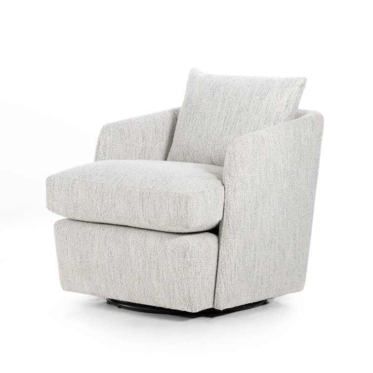 Merino Cotton Swivel Barrel Chair with Feather Cushion