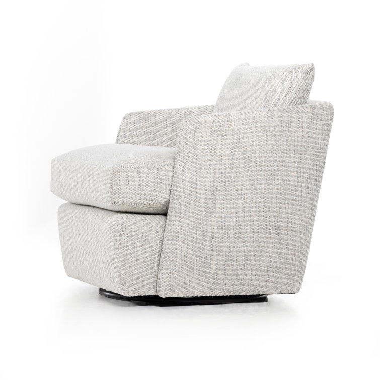 Merino Cotton Swivel Barrel Chair with Feather Cushion