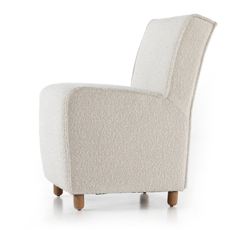 Knoll Natural Upholstered Linen Side Chair with Beech Wood Legs