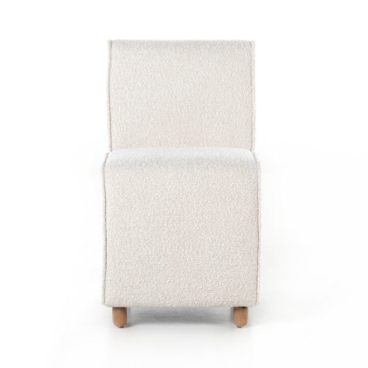 Knoll Natural Upholstered Linen Side Chair with Beech Wood Legs