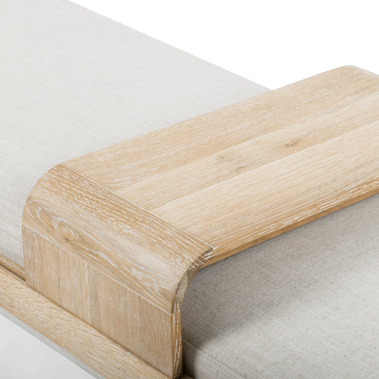 Contemporary Gray Upholstered Bench with Sliding Tray