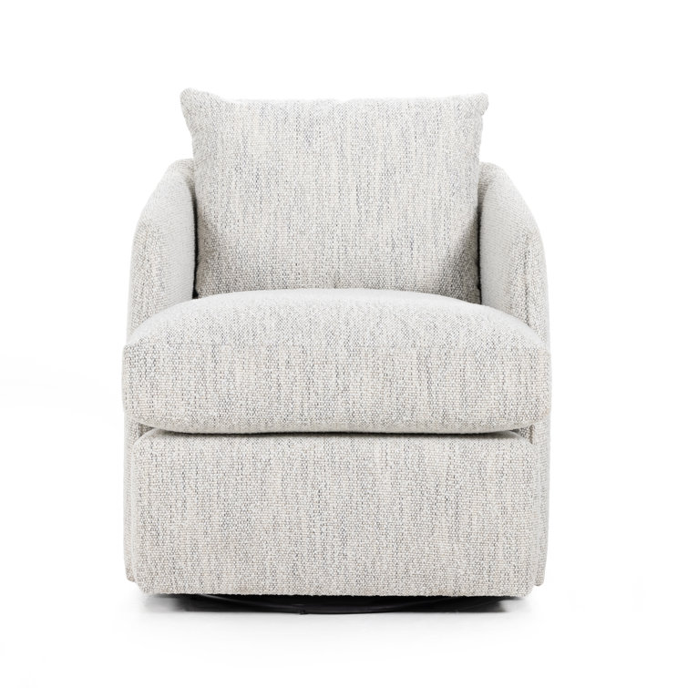 Merino Cotton Swivel Barrel Chair with Feather Cushion