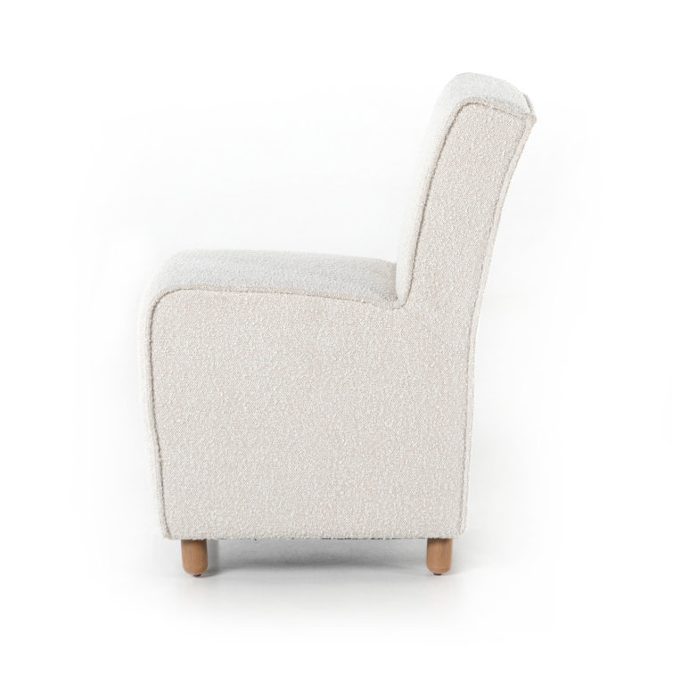 Knoll Natural Upholstered Linen Side Chair with Beech Wood Legs