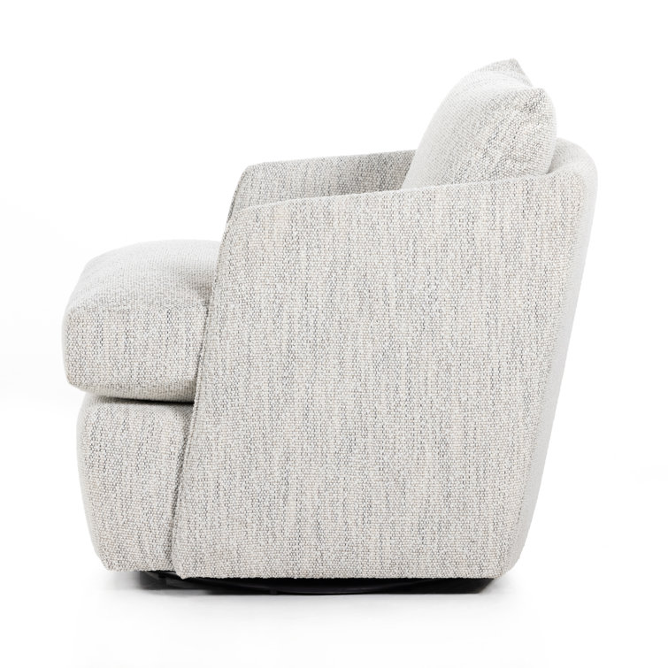 Merino Cotton Swivel Barrel Chair with Feather Cushion