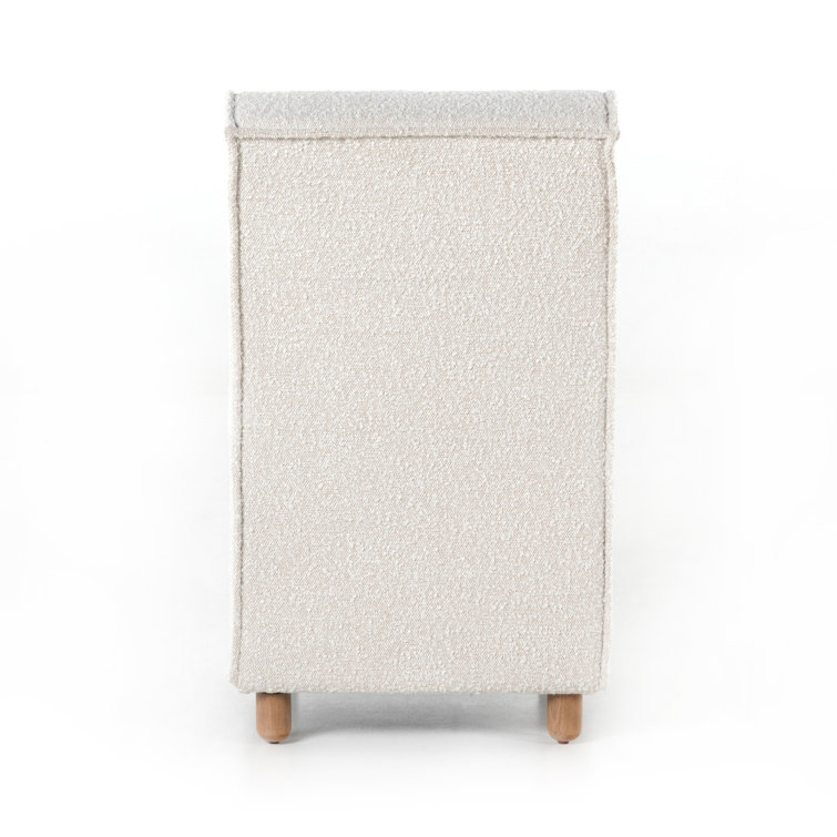 Knoll Natural Upholstered Linen Side Chair with Beech Wood Legs