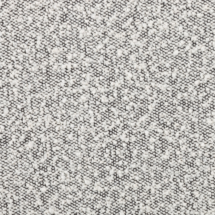 Contemporary 36" White Round Boucle Ottoman