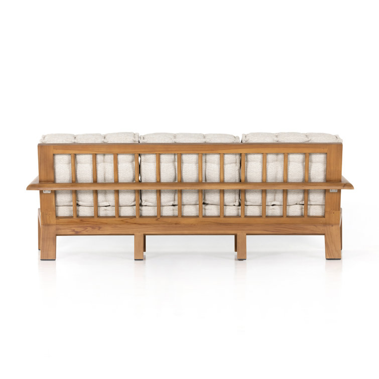 Natural Teak 85" Cream Cushioned Outdoor Sofa