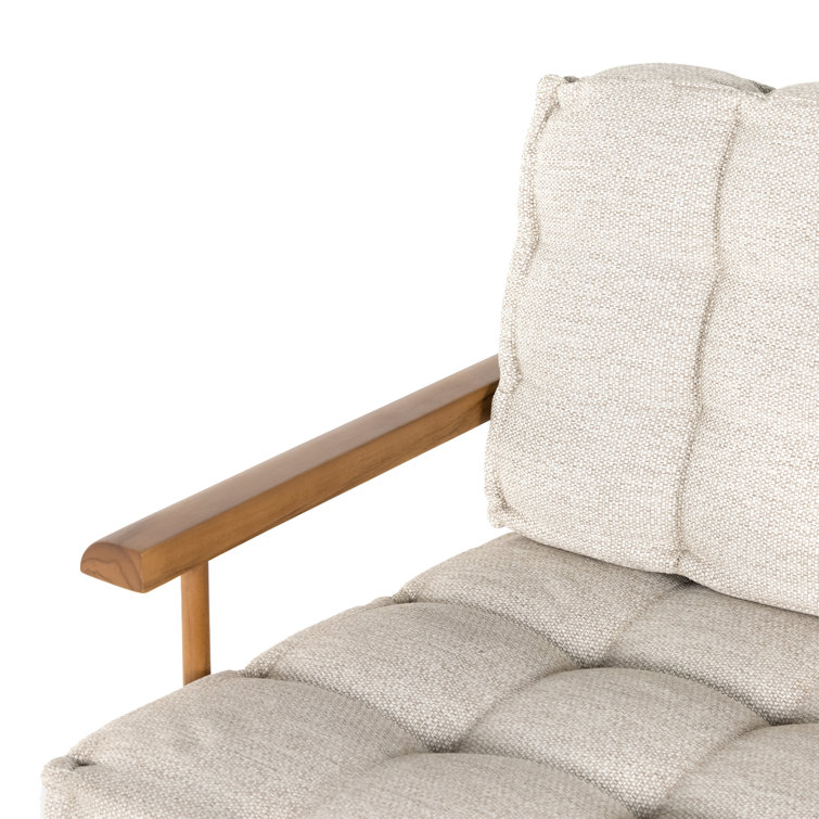 Natural Teak 85" Cream Cushioned Outdoor Sofa