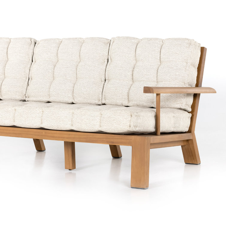 Natural Teak 85" Cream Cushioned Outdoor Sofa