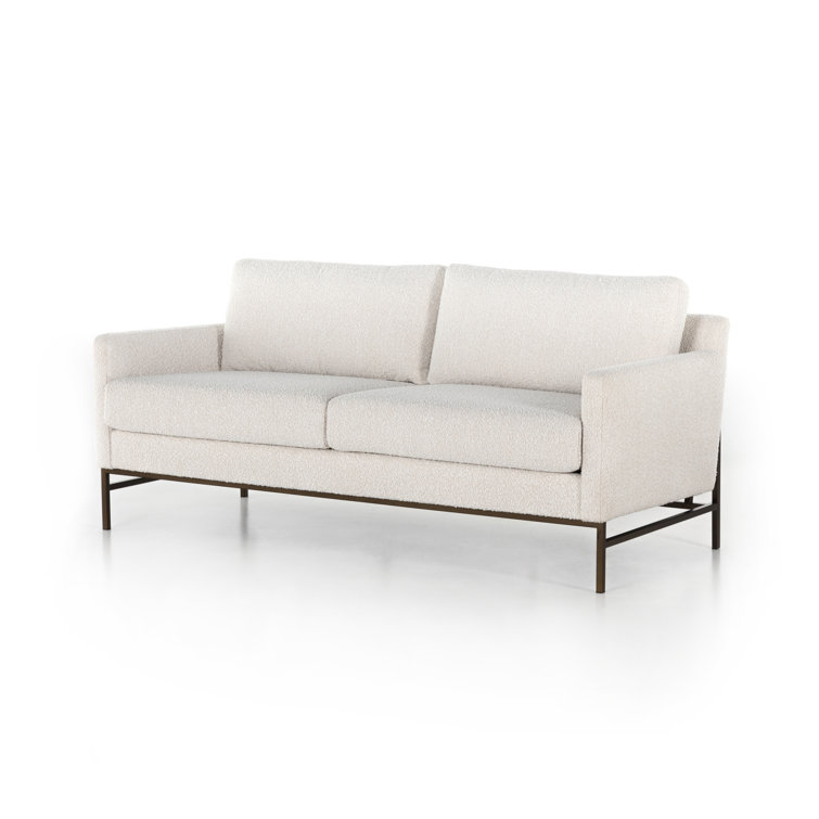 Knoll Natural Tufted Fabric Sofa with Metal Base