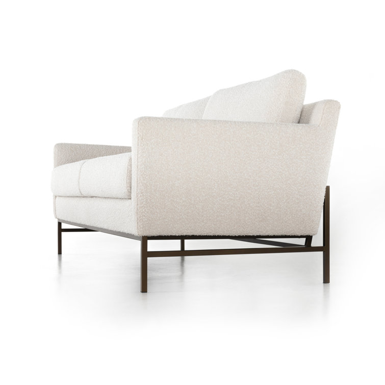Knoll Natural Tufted Fabric Sofa with Metal Base