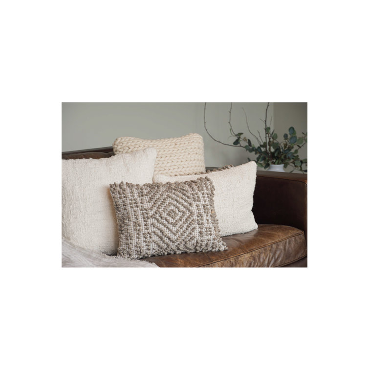 Cozy Cotton White Boucle 26x26 Throw Pillow