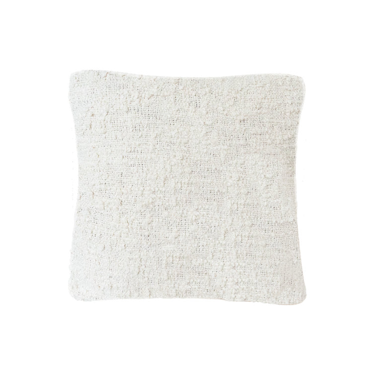 Cozy Cotton White Boucle 26x26 Throw Pillow