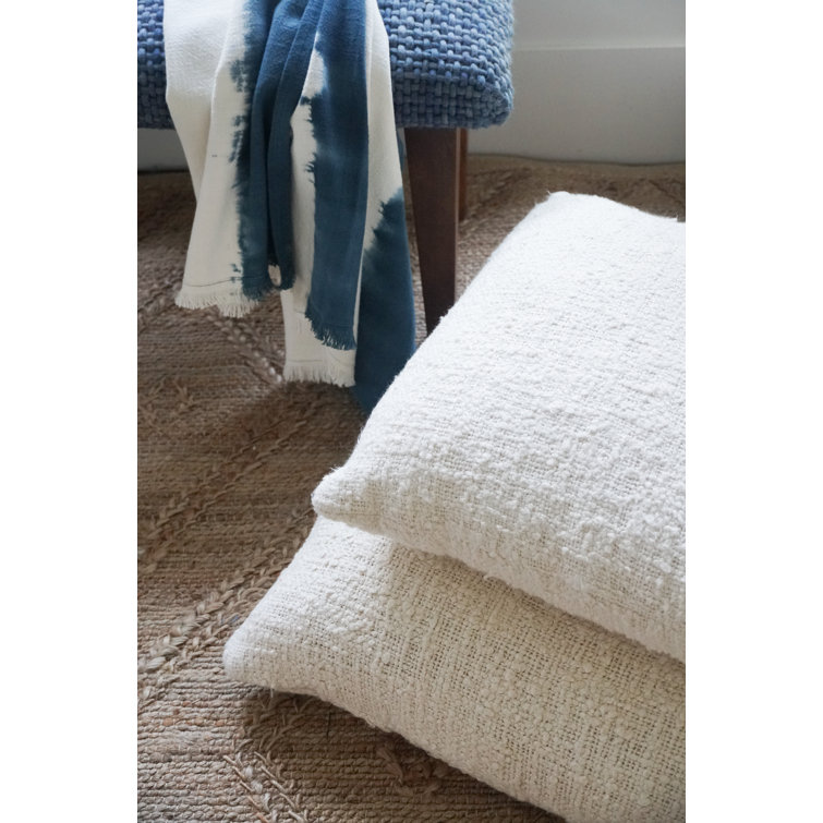 Cozy Cotton White Boucle 26x26 Throw Pillow