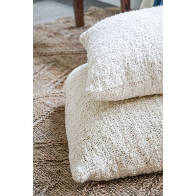 Cozy Cotton White Boucle 26x26 Throw Pillow