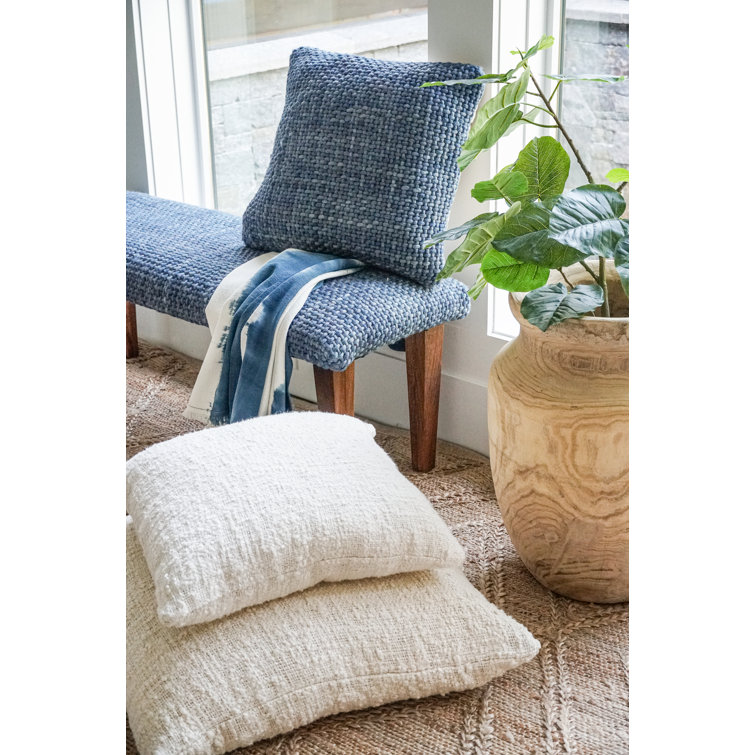 Cozy Cotton White Boucle 26x26 Throw Pillow