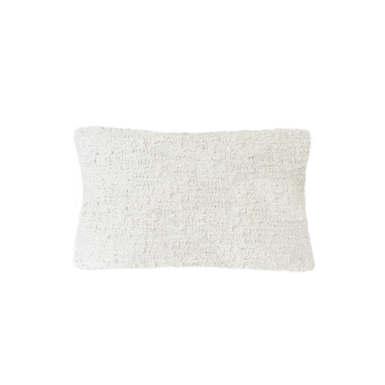 Cozy Beige Cotton Boucle Lumbar Throw Pillow 14x20