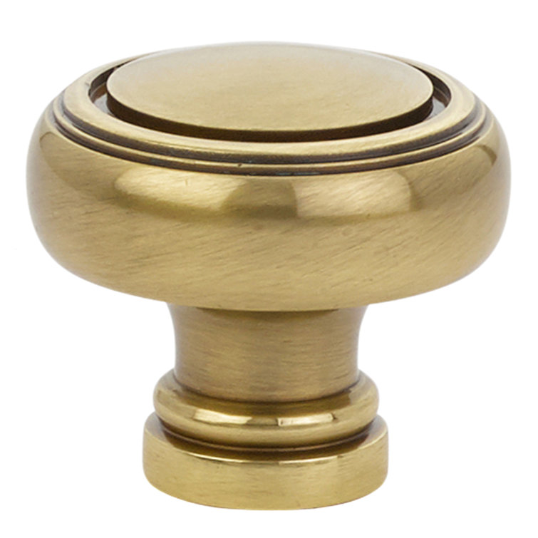 French Antique Brass Round Cabinet Knob with Mounting Hardware