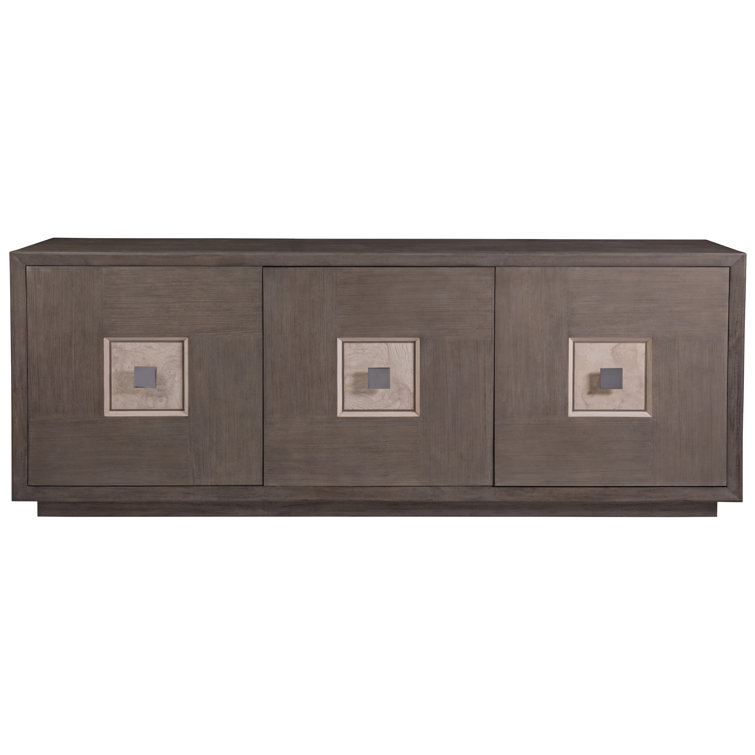 Gray and White Oak Transitional Media Console with Cabinet