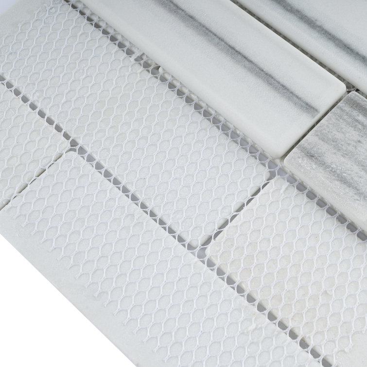 Gray and White Recycled Glass Brick Mosaic Wall Tile