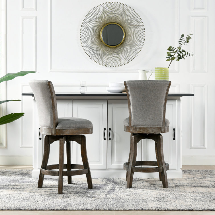 Henry Heathered Grey Oak 27" Swivel Counter Height Bar Stool