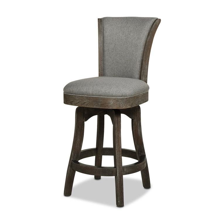 Henry Heathered Grey Oak 27" Swivel Counter Height Bar Stool