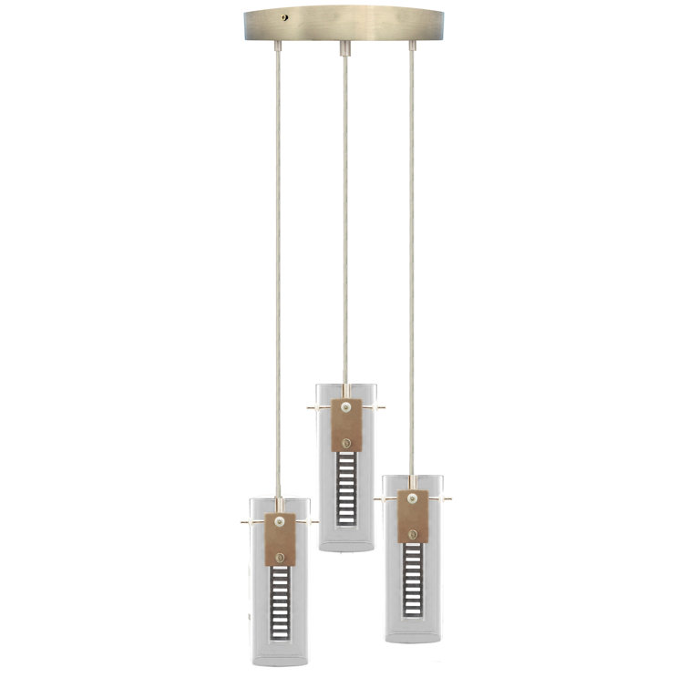 Lenoard Brushed Nickel Glass LED Island Pendant Light