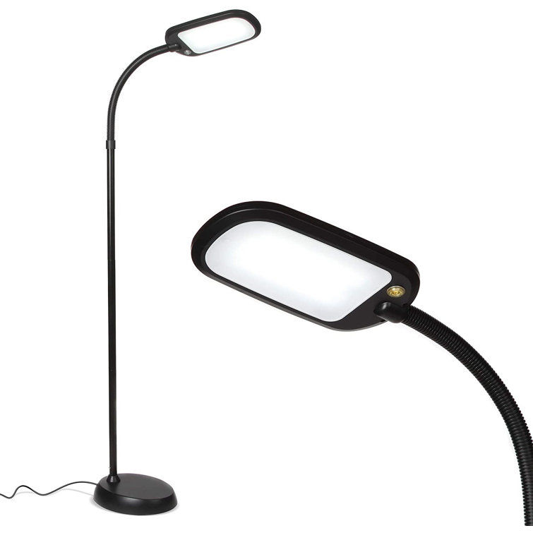 Jet Black Adjustable LED Floor Lamp with Gooseneck