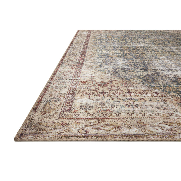Vintage-Inspired Teal Antique 3' x 10' Synthetic Runner Rug