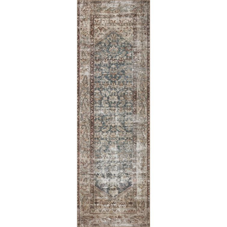 Georgie Teal and Antique Vintage Runner Rug