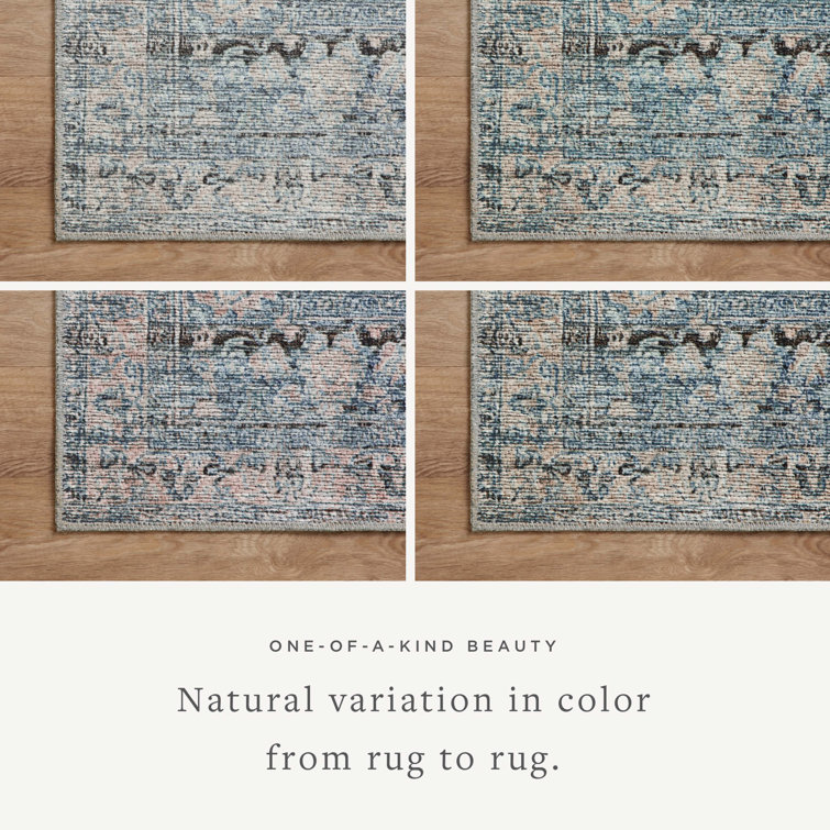 Billie Distressed Denim & Blush Runner Rug, 2'6" x 9'6"