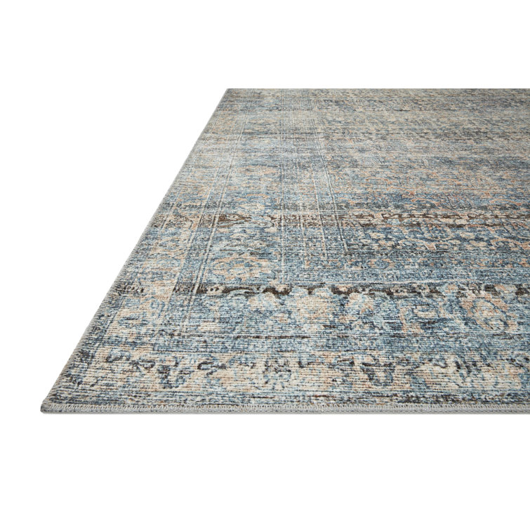 Billie Distressed Denim & Blush Runner Rug, 2'6" x 9'6"