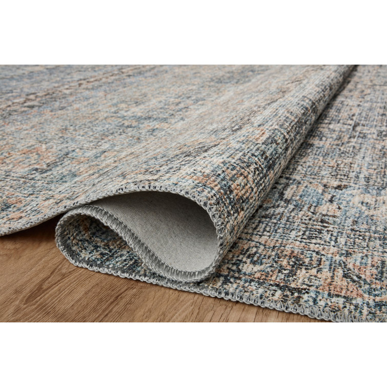 Billie Distressed Denim & Blush Runner Rug, 2'6" x 9'6"