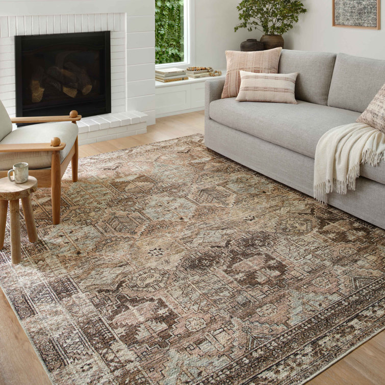Billie Light Blue and Brown Synthetic Rectangular Rug