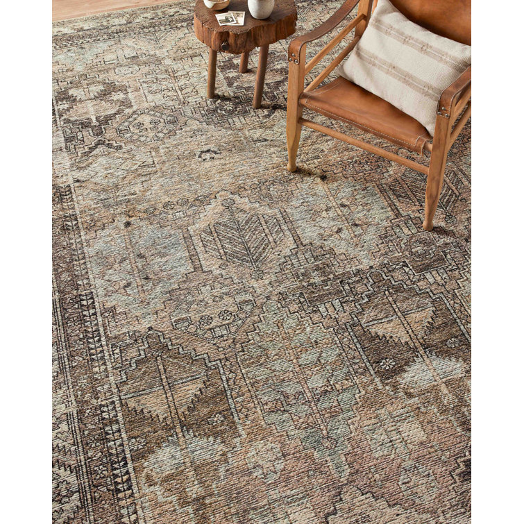 Billie Light Blue and Brown Synthetic Rectangular Rug
