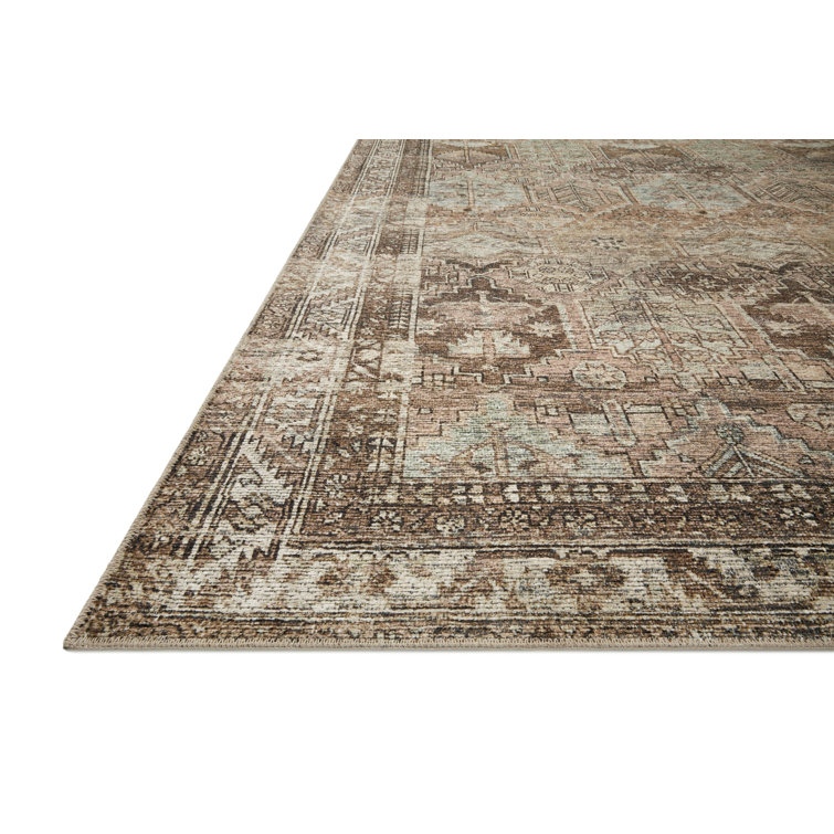 Billie Light Blue and Brown Synthetic Rectangular Rug