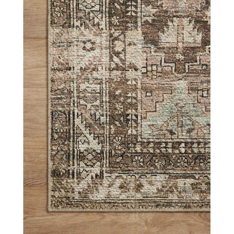 Billie Light Blue and Brown Synthetic Rectangular Rug
