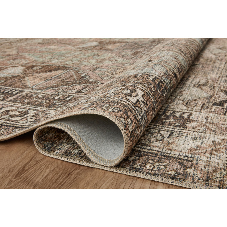 Billie Light Blue and Brown Synthetic Rectangular Rug