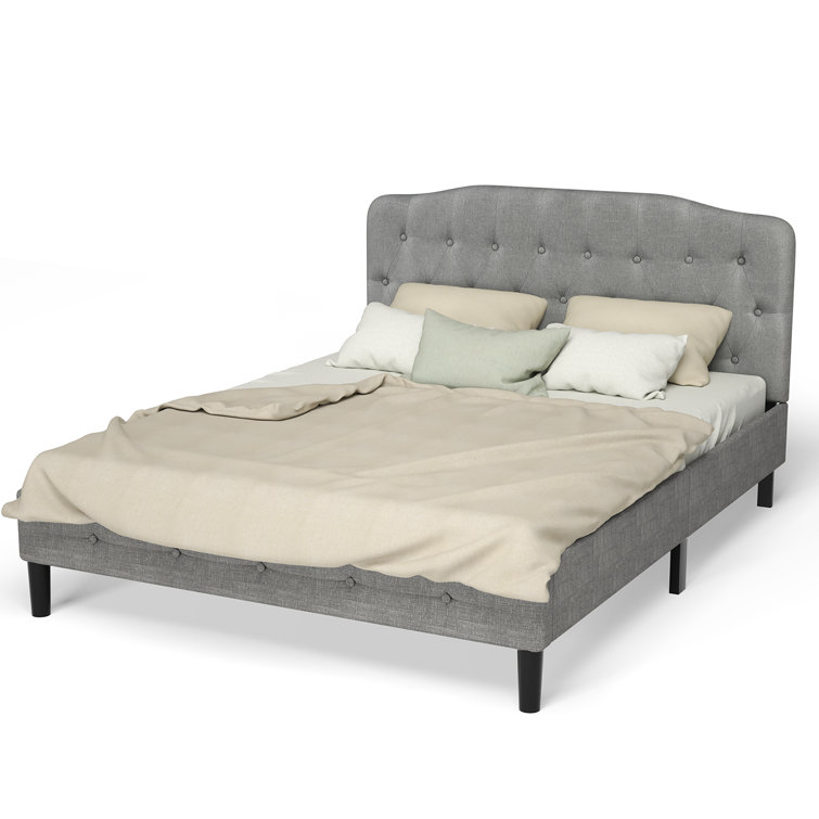 Light Gray Queen Upholstered Tufted Headboard with Adjustable Heights