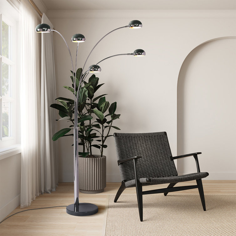 Black Nickel 5-Light Adjustable Arc Floor Lamp with Dimmer