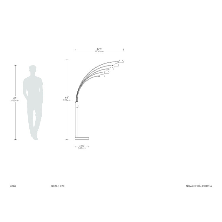 Black Nickel 5-Light Adjustable Arc Floor Lamp with Dimmer