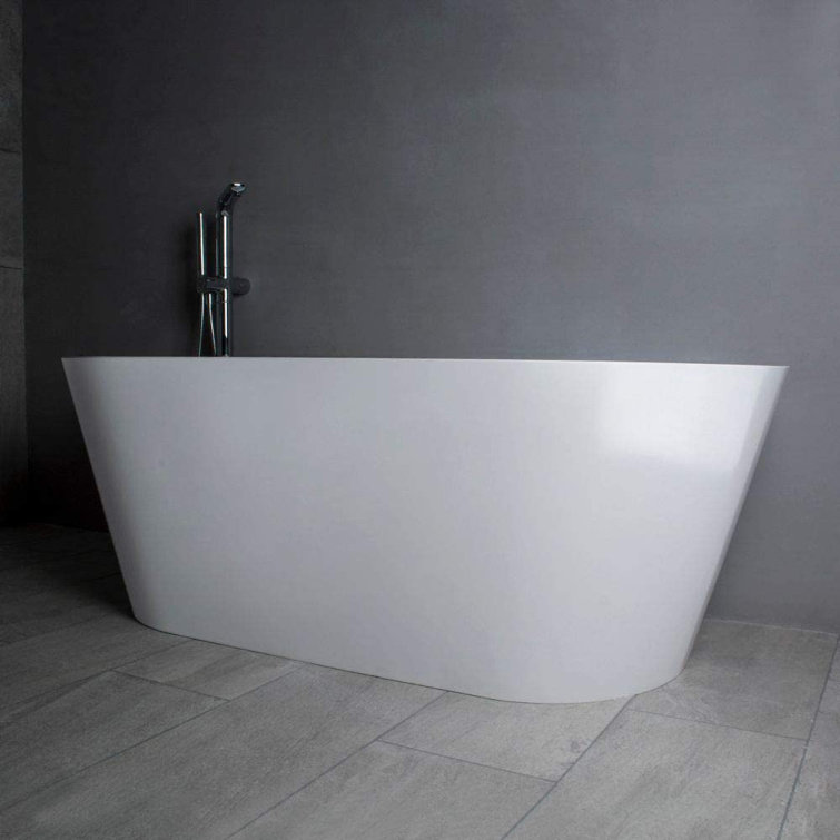 65" Glossy White Solid Surface Freestanding Bathtub