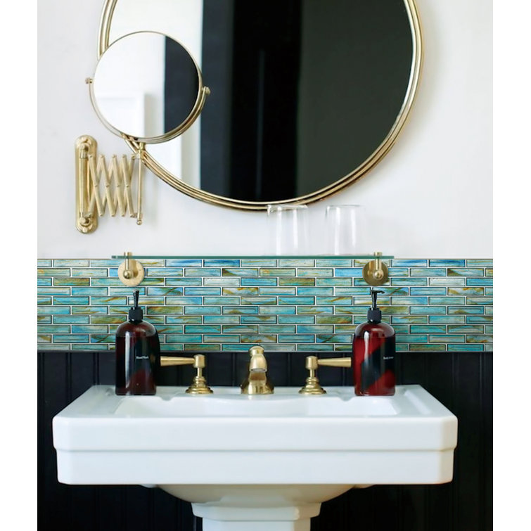 Tropical Lagoon Iridescent Glass Mosaic Wall Tile